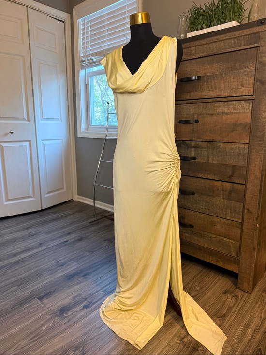 Free People Dresses & Skirts - Free People Yellow Maxi Dress Size L NWT Open Back Ruched Flawed Read